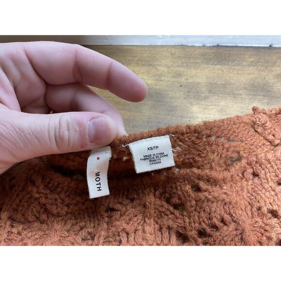 Anthropologie Moth Dashed Pointelle Sweater Pullover Orange Alpaca Blend XS - Picture 5 of 8